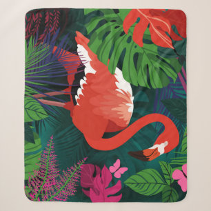 Cobertor Sherpa Flamingo Rosa: Harmonia Tropical da Borboleta.