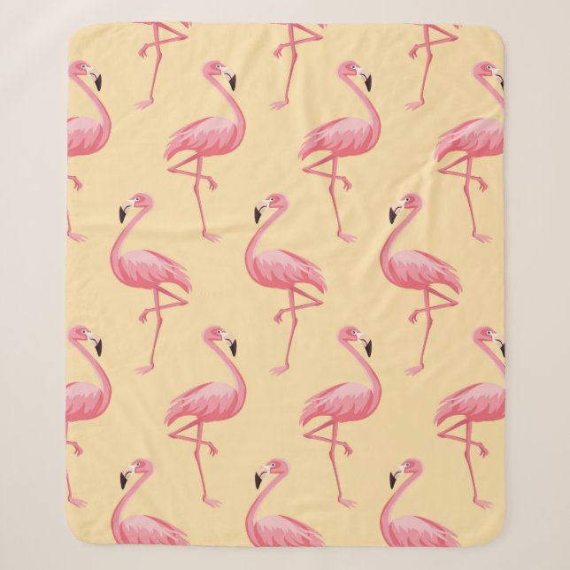 Cobertor Sherpa Flamingo seamless pattern background. Pink flaming (Frente)