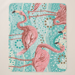 Cobertor Sherpa Flamingo Tropical: Vintage Floral Wallpaper