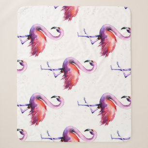 Cobertor Sherpa Flamingos com salpicos: padrão de aquarela.