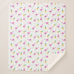 Cobertor Sherpa Flamingos de néon