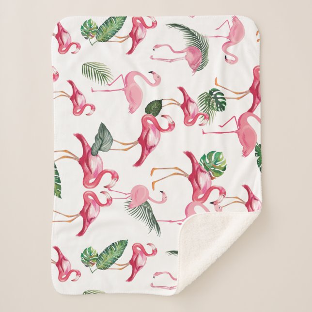 Cobertor Sherpa Flamingos Love Standard (Frente)