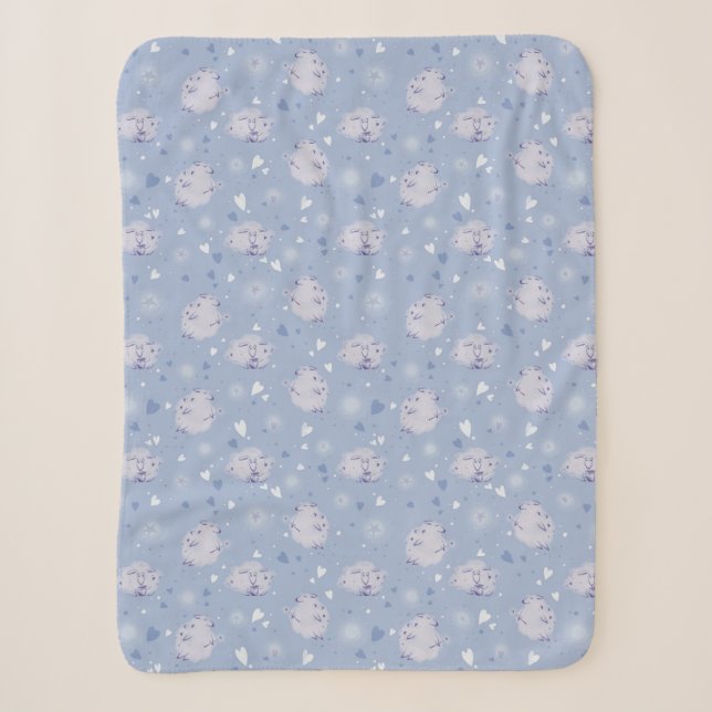 Cobertor Sherpa Fleece com Padrão Kawaii de Ovelha (Frente)