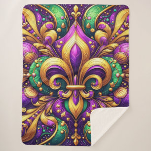 Cobertor Sherpa fleur de lis mardi gras
