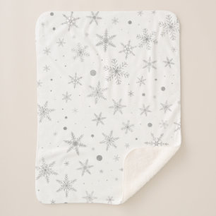 Cobertor Sherpa Floco de Neve Brilhante - Cinza de Prata e Branco-