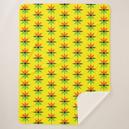 Cobertor Sherpa Flocos de neve amarelo-preto vermelho padrão Kwanz
