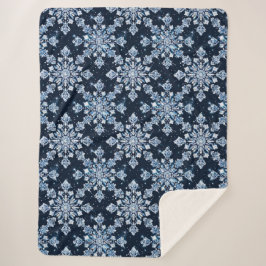 Cobertor Sherpa Flocos de neve azuis 3d