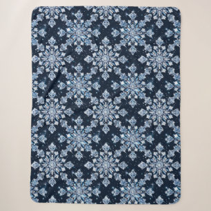 Cobertor Sherpa Flocos de neve azuis 3d