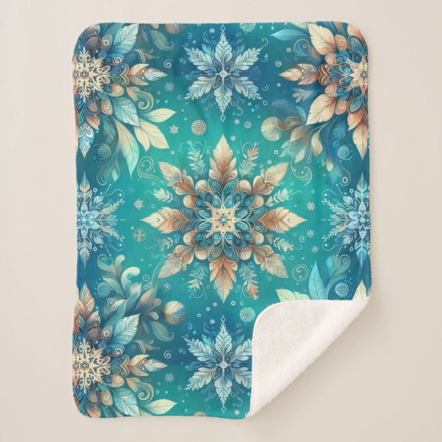 Cobertor Sherpa Flocos de Neve de Inverno (Frente)