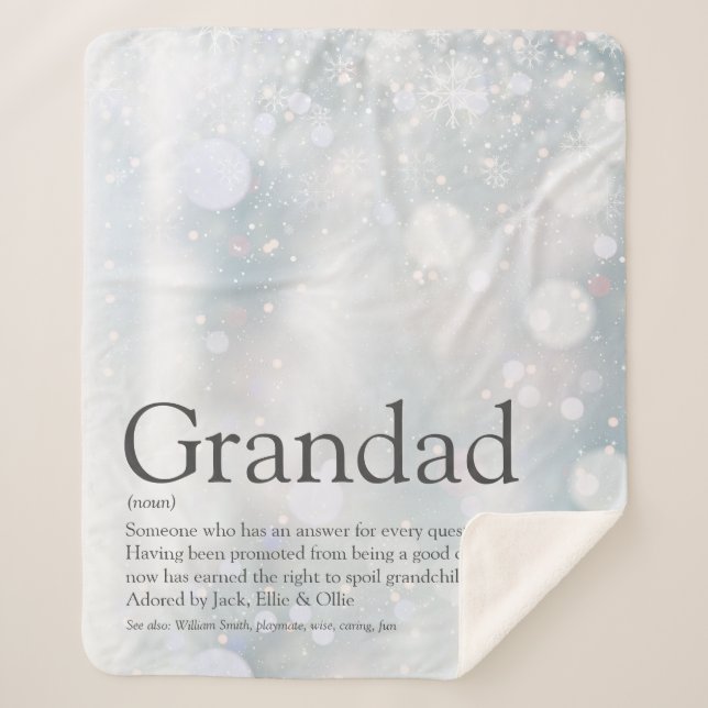 Cobertor Sherpa Flocos de neve de inverno, avô, vovô, papai (Frente)