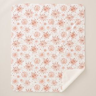 Cobertor Sherpa Flocos de Neve de Rosa Dourado no Branco
