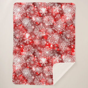 Cobertor Sherpa Flocos de neve em vermelho