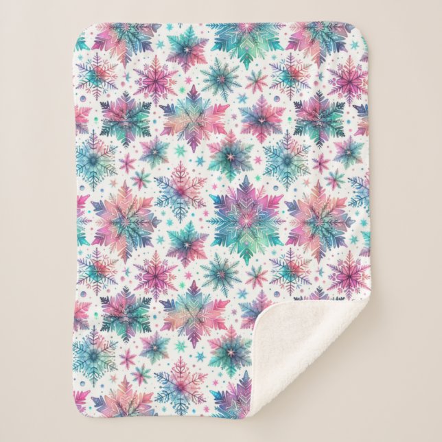 Cobertor Sherpa Flocos de neve espinhosos (Frente)