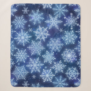 Cobertor Sherpa Flocos de Neve Magia de Inverno Céu Azul Profundo