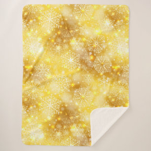 Cobertor Sherpa Flocos de neve no ouro