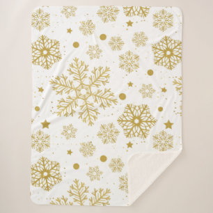 Cobertor Sherpa Flocos de neve ouro