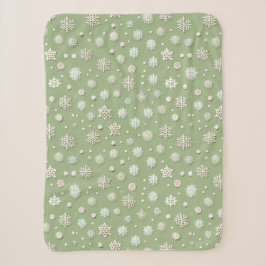 Cobertor Sherpa Flocos de Neve sobre Menta