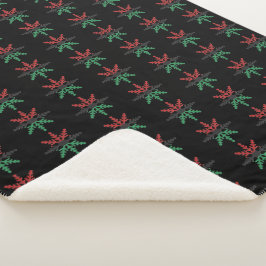 Cobertor Sherpa Flocos de neve vermelhos pretos vermelhos padrão K