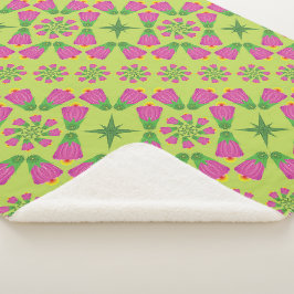 Cobertor Sherpa Flor de Bela Retroativa Mandalas Verde Sherpa Blan