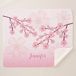 Cobertor Sherpa Flor de Cerejeira Rosa Sakura com Qualquer Nome