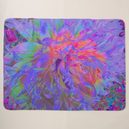 Cobertor Sherpa Flor de Dália Decorativa Psicodélica Elegante