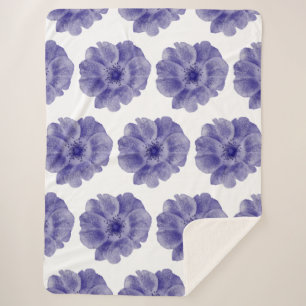 Cobertor Sherpa Flor em azul