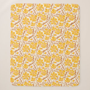 Cobertor Sherpa Flor Moderna do Meio século amarelo