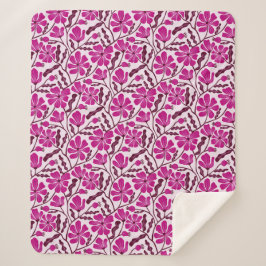 Cobertor Sherpa Flor Moderna do Meio século Roxo