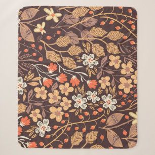 Cobertor Sherpa Flora do outono: Padrão sem costura do Vintage