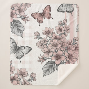Cobertor Sherpa Floração de Borboleta Elegante (1)
