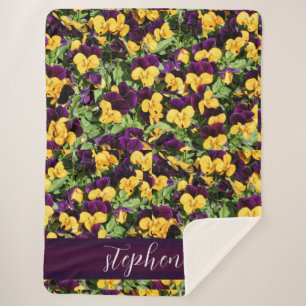 Cobertor Sherpa FLORAIS AMARELOS VERDE PURPOS Personalizados