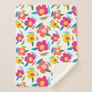 Cobertor Sherpa Florais brilhantes em branco