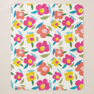 Cobertor Sherpa Florais brilhantes em branco
