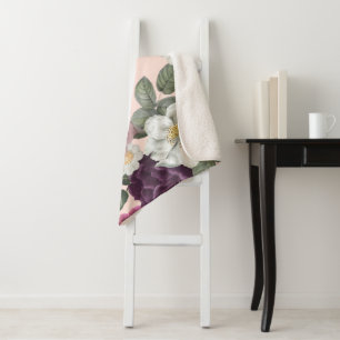 Cobertor Sherpa Florais elegantes do luxo Rosas Roxo