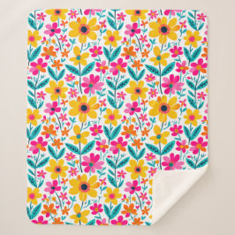 Cobertor Sherpa Florais Ousados Pintados à Mão