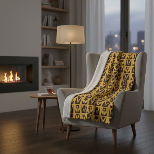 Cobertor Sherpa Floral Amarelo abstrato Geométrico (Criador carregado)