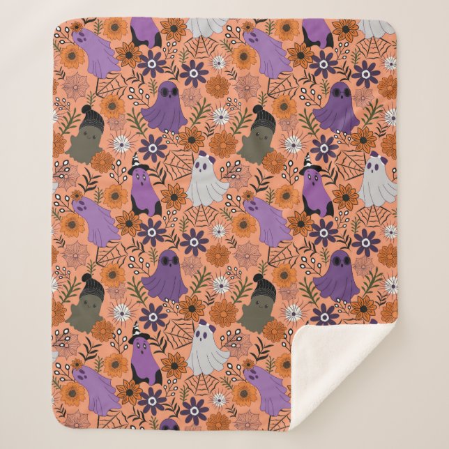 Cobertor Sherpa Floral assustador (Frente)