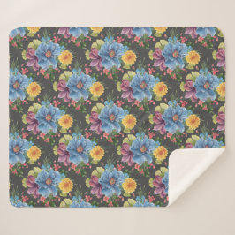 Cobertor Sherpa Floral bonito E Escuro