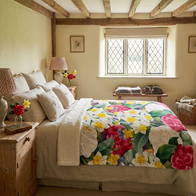 Cobertor Sherpa Floral Botânico Vintage (Criador carregado)