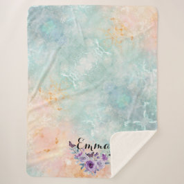 Cobertor Sherpa Floral bouquet purple garden