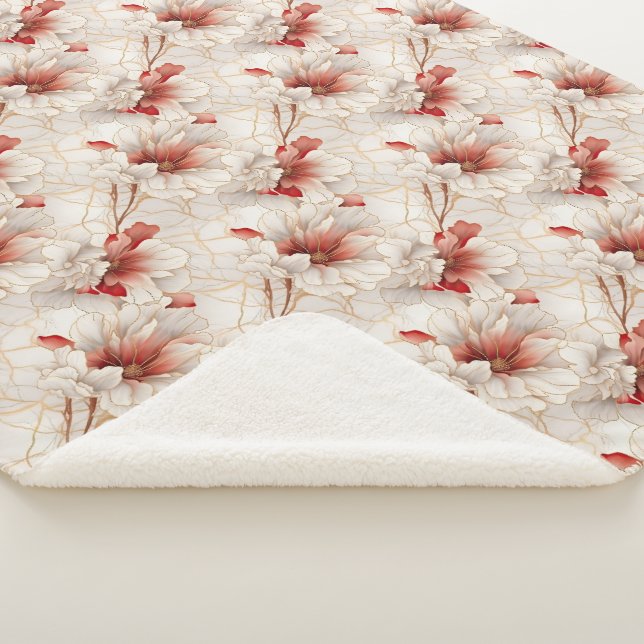 Cobertor Sherpa Floral Branco Belo (3/4)
