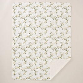 Cobertor Sherpa Floral Branco Romântico