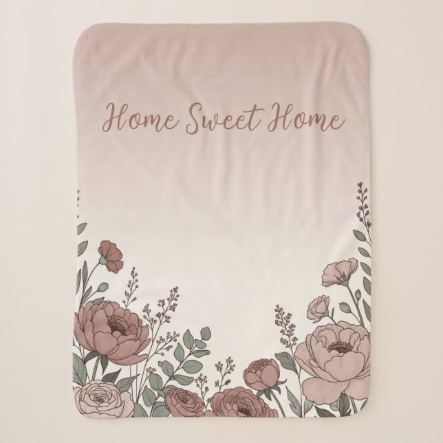 Cobertor Sherpa Floral Casa Doce Lar (Frente)
