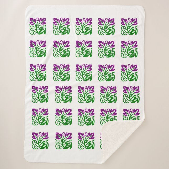 Cobertor Sherpa Floral Damask Sherpa Blanket (Frente)