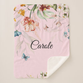 Cobertor Sherpa Floral de Aquarela, Pequeno Berço ou Rolha