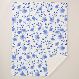 Cobertor Sherpa Floral de Margarida Azul do Céu Moderno