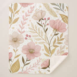 Cobertor Sherpa Floral Dream Mosaic – Seamless Artistic Bloom 