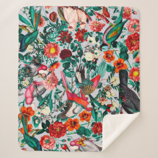 COBERTOR SHERPA FLORAL E AVES XIV-II