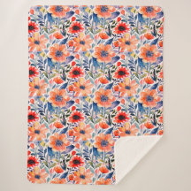 Floral escandinavo Sherpa Blanket