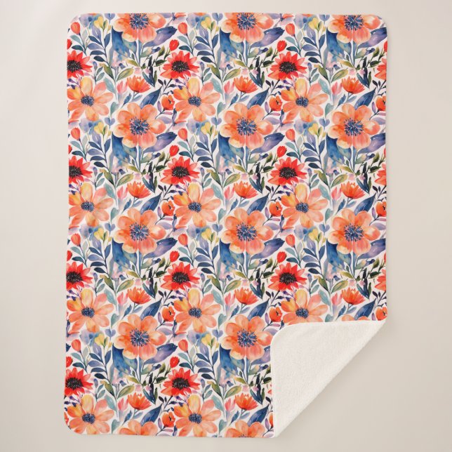 Cobertor Sherpa Floral escandinavo Sherpa Blanket (Frente)